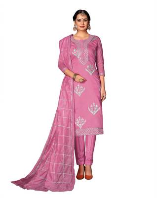 Women'S Baby Pink Modal Cotton Dress Material With Innar 1