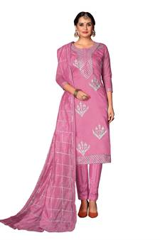 Women'S Baby Pink Modal Cotton Dress Material With Innar