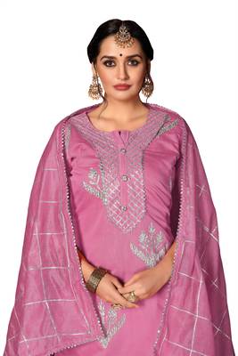 Women'S Baby Pink Modal Cotton Dress Material With Innar 2