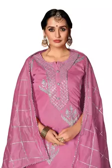 Women'S Baby Pink Modal Cotton Dress Material With Innar