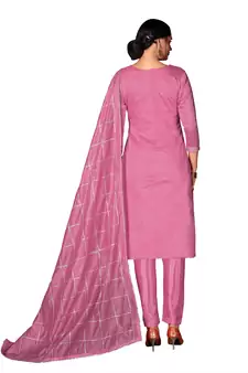 Women'S Baby Pink Modal Cotton Dress Material With Innar