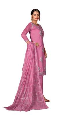 Women'S Baby Pink Modal Cotton Dress Material With Innar 4