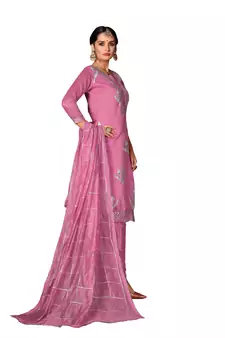 Women'S Baby Pink Modal Cotton Dress Material With Innar