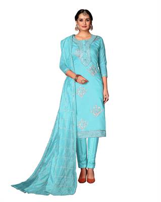 Kimisha Women's Sky Blue Modal Cotton Dress Material With Innar 1