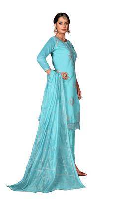 Kimisha Women's Sky Blue Modal Cotton Dress Material With Innar 4