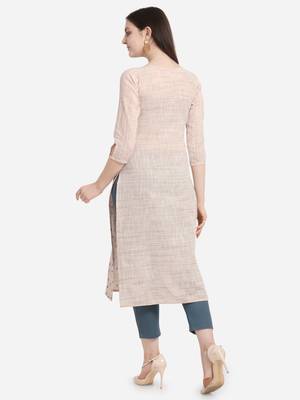 Off white printed cotton long-kurtis 2