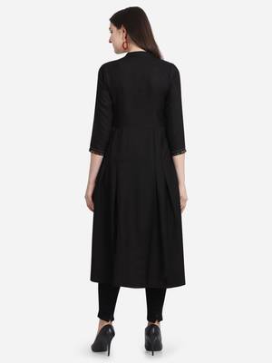 Black embroidered viscose kurtas-and-kurtis 2