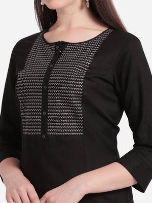 Black embroidered viscose kurtas-and-kurtis 4
