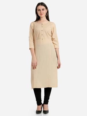Cream embroidered viscose kurtas-and-kurtis 1