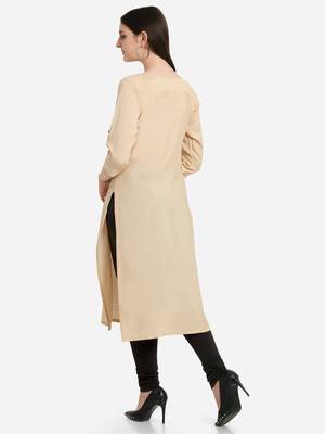 Cream embroidered viscose kurtas-and-kurtis 2