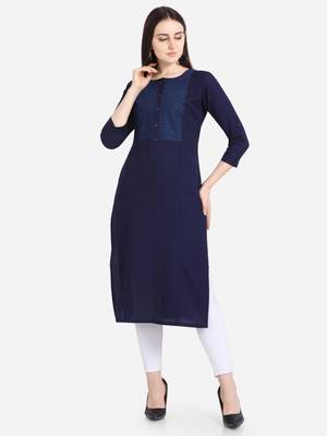 Blue embroidered viscose kurtas-and-kurtis 1