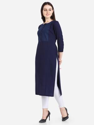 Blue embroidered viscose kurtas-and-kurtis 3