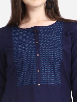 Blue embroidered viscose kurtas-and-kurtis 4