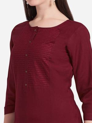 Maroon embroidered viscose kurtas-and-kurtis 4