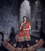 Black Chaniya Choli for Garba     Red Dupatta & Mirror Embroidery | Navratri Dress