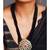 kundan pendant black crystal necklace set