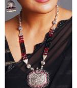 black metallic mandala necklace set