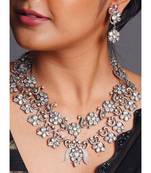 black antique metallic necklace set with crystals
