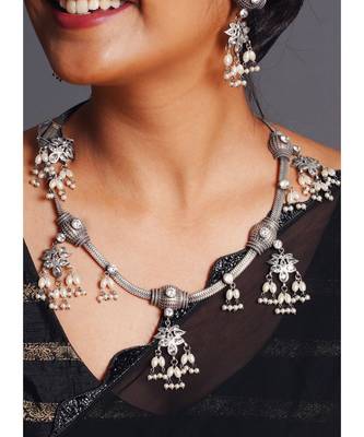 black metallic banjaran necklace set 1