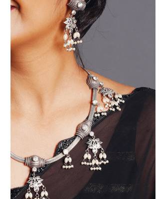 black metallic banjaran necklace set 2
