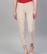 Pinksky Beige plain cotton trousers