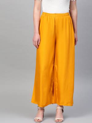 Pinksky Yellow plain viscose palazzo-pants 1