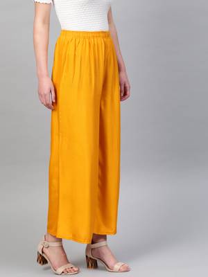 Pinksky Yellow plain viscose palazzo-pants 2