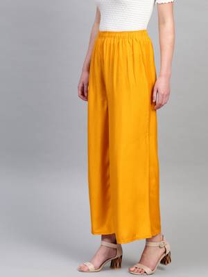 Pinksky Yellow plain viscose palazzo-pants 3