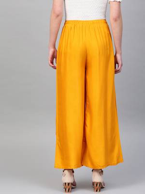 Pinksky Yellow plain viscose palazzo-pants 4