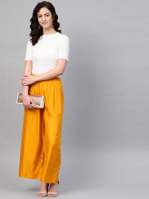 Pinksky Yellow plain viscose palazzo-pants 5