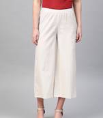 Pinksky Off white plain cotton palazzo-pants