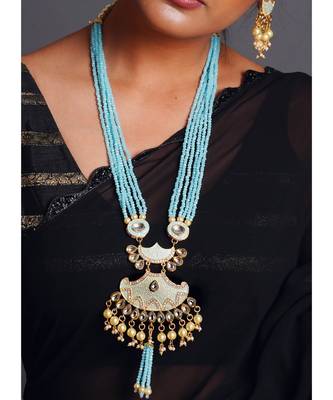 sky beaded kundan necklace set 1