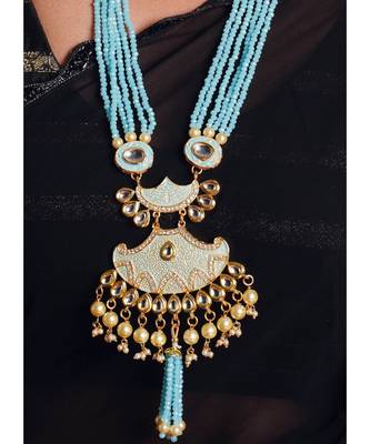 sky beaded kundan necklace set 2