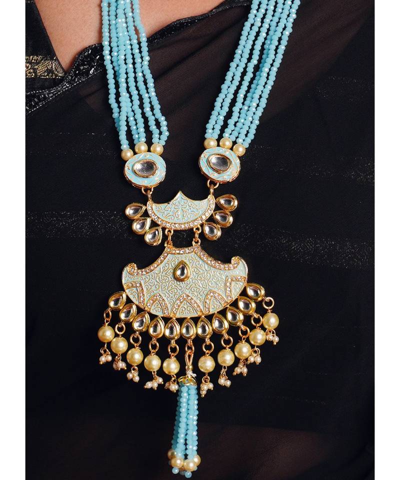 sky beaded kundan necklace set