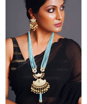 sky beaded kundan necklace set 3