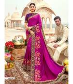 magenta embroidered silk saree with blouse