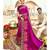 magenta embroidered silk saree with blouse
