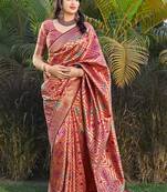 Multicolor woven banarasi silk saree with blouse