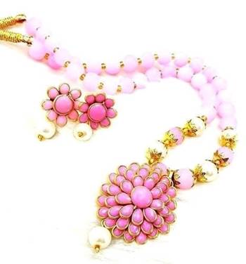 Pink pearl necklace-sets 1