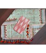 pink woven cotton unstitched top with dupatta