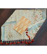 orange woven cotton unstitched top with dupatta