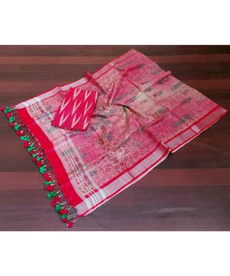 pink woven cotton unstitched top with dupatta 1