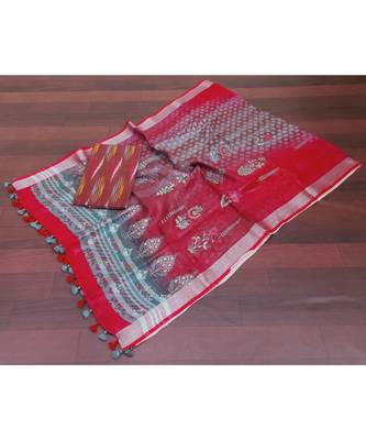 brown woven cotton unstitched top with dupatta 1