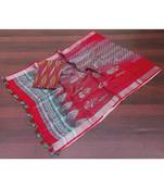 brown woven cotton unstitched top with dupatta