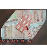 pink woven cotton unstitched top with dupatta