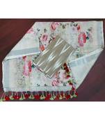 grey woven cotton unstitched top with dupatta