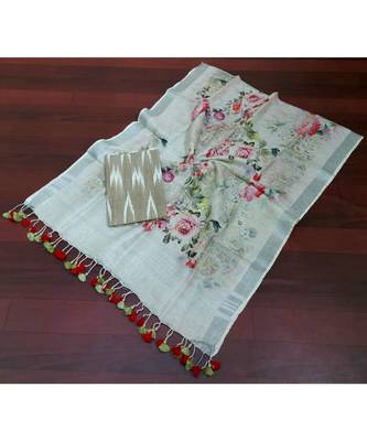 brown woven cotton unstitched top with dupatta 1