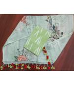 green woven cotton unstitched top with dupatta