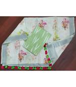 green woven cotton unstitched top with dupatta