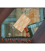 orange woven cotton unstitched top with dupatta